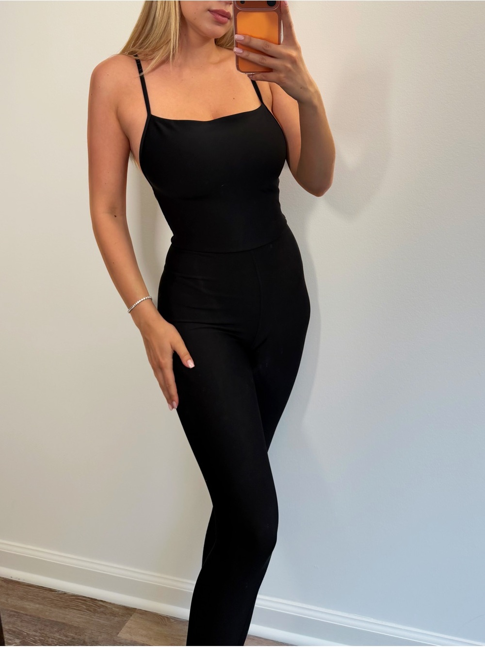 ALO Yoga Black Slim Spaghetti-Strap Jumpsuit